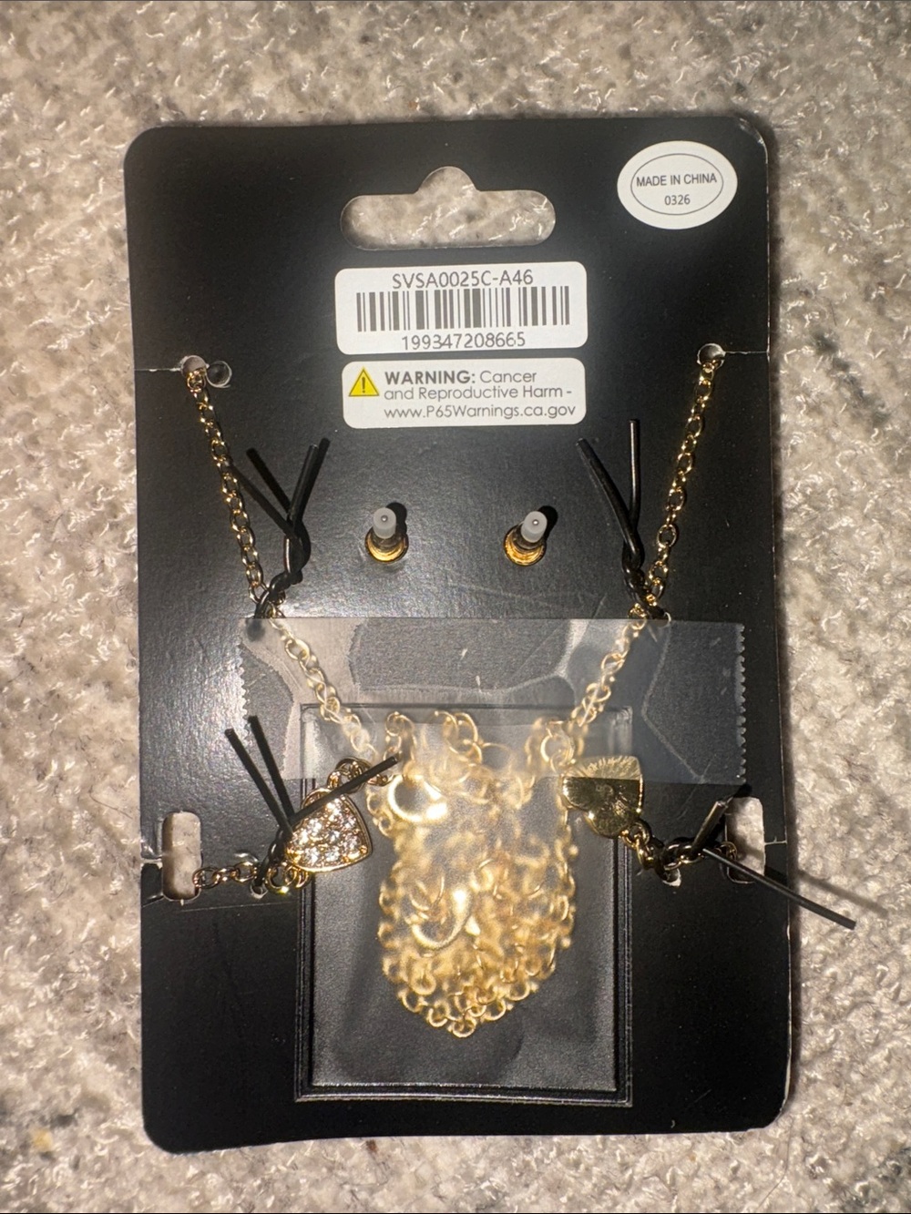 Ed Hardy Gold Script Necklace, Bracelet & Crystal Heart Earrings Set - Picture 5 of 5